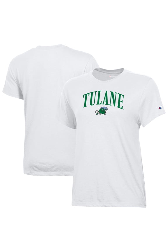 Women's Champion  White Tulane Green Wave Core T-Shirt