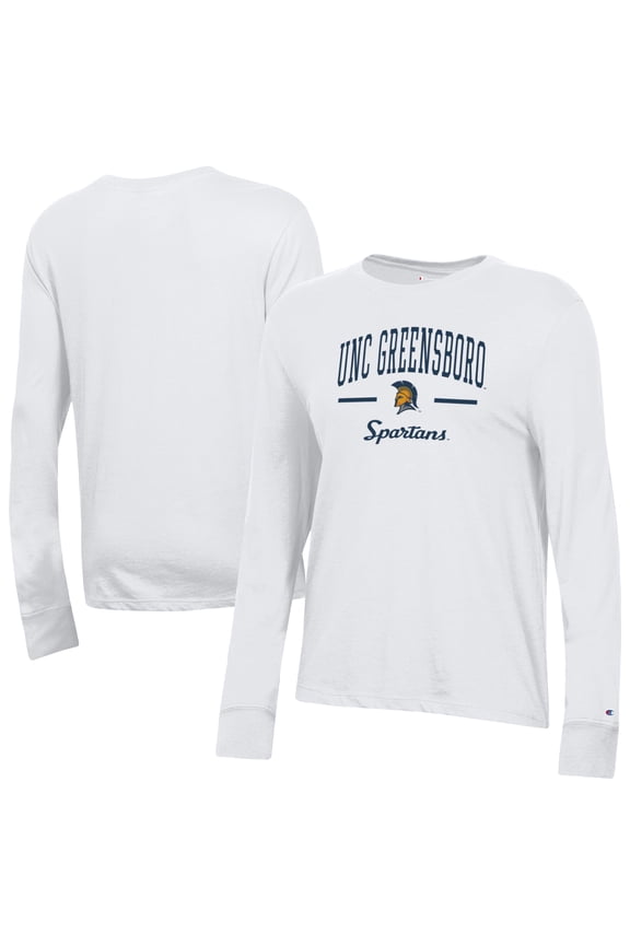Women's-Champion White UNCG Spartans Core Long Sleeve T-Shirt