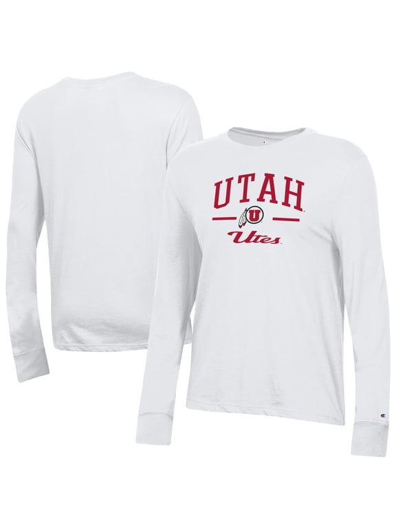 Women's-Champion White Utah Utes Core Long Sleeve T-Shirt