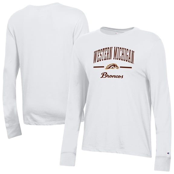 Women's-Champion White Western Michigan Broncos Core Long Sleeve T-Shirt