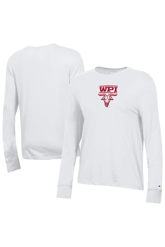 Women's-Champion White Worcester Polytechnic Institute Engineers Core Long Sleeve T-Shirt