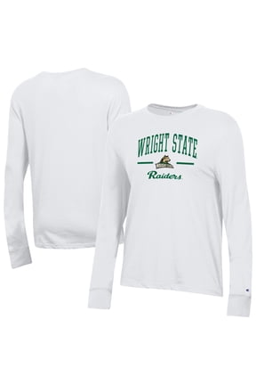 Women's-Champion White Wright State Raiders Core Long Sleeve T-Shirt