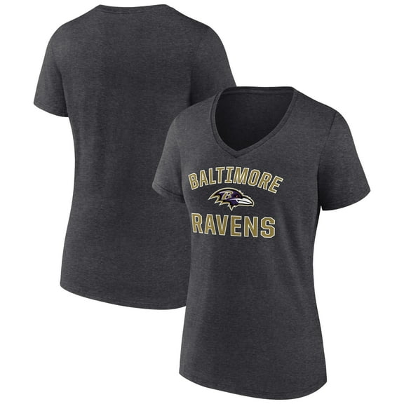 Women's Charcoal Baltimore Ravens Victory Arch Team V-Neck T-Shirt