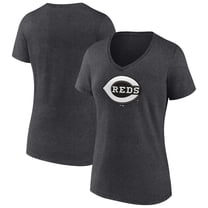 Women's Charcoal Cincinnati Reds Monochrome V-Neck T-Shirt