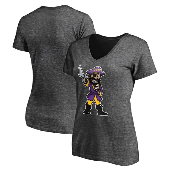 Women's Charcoal ECU Pirates PeeDee Mark V-Neck T-Shirt