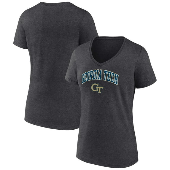 Women's Charcoal Georgia Tech Yellow Jackets Campus V-Neck T-Shirt