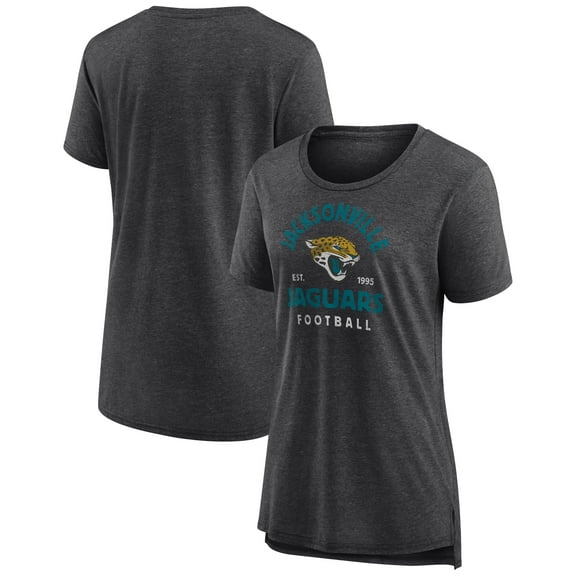 Women's  Charcoal Jacksonville Jaguars Vintage Arch Tri-Blend T-Shirt