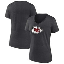 Women's Charcoal Kansas City Chiefs Primary Team Logo V-Neck T-Shirt