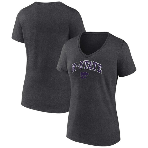 Women's Charcoal Kansas State Wildcats Campus V-Neck T-Shirt