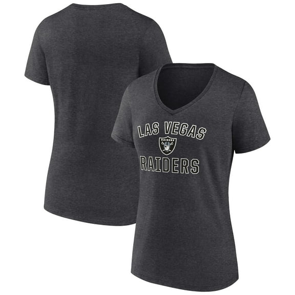Women's Charcoal Las Vegas Raiders Victory Arch Team V-Neck T-Shirt
