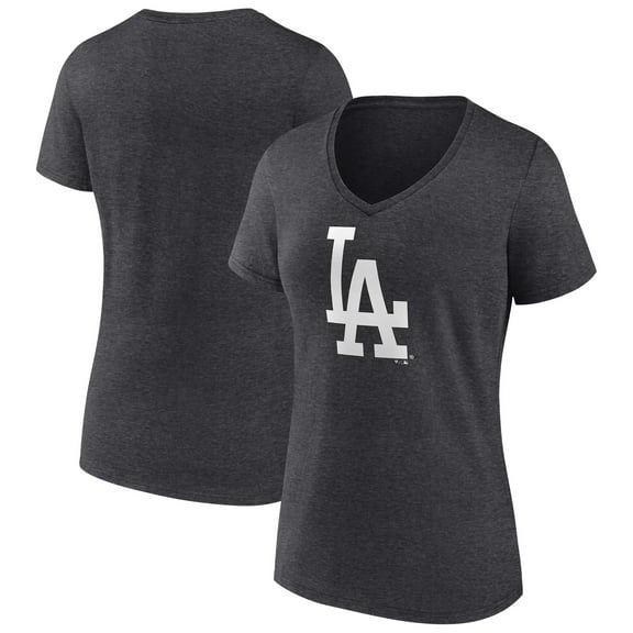 Women's Charcoal Los Angeles Dodgers Monochrome V-Neck T-Shirt
