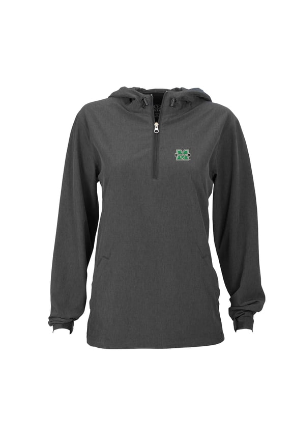 Women's Charcoal Marshall Thundering Herd Pullover Stretch Anorak Jacket