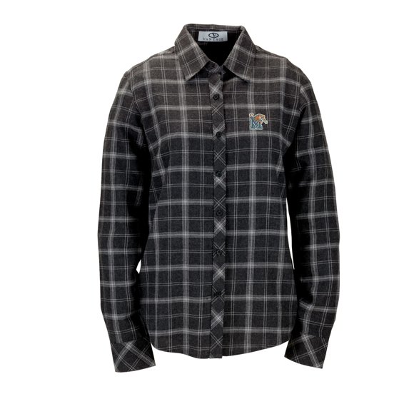 Women's Charcoal Memphis Tigers Brewer Flannel Button-Down Long Sleeve Shirt