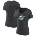 thumbnail image 1 of Women's Charcoal Miami Dolphins Primary Team Logo V-Neck T-Shirt, 1 of 3