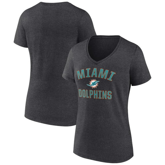 Women's Charcoal Miami Dolphins Victory Arch Team V-Neck T-Shirt