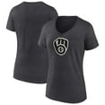 thumbnail image 1 of Women's Charcoal Milwaukee Brewers Monochrome V-Neck T-Shirt, 1 of 3