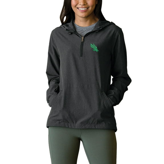 Women's Charcoal North Texas Mean Green Pullover Stretch Anorak Jacket