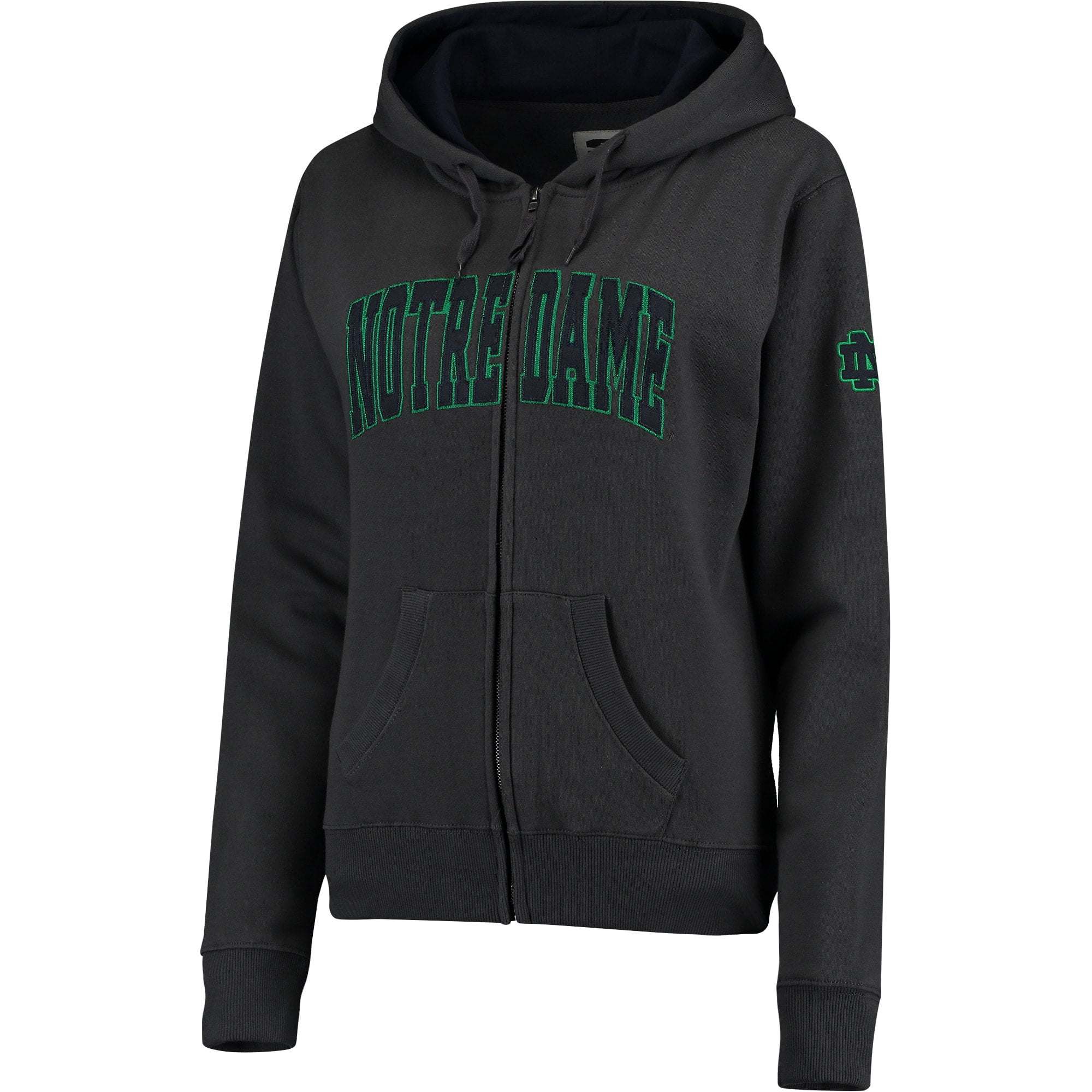 Women s Charcoal Notre Dame Fighting Irish Arched Name Full Zip