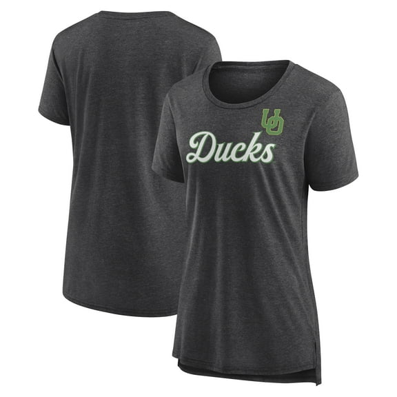 Women's Charcoal Oregon Ducks Past Script Tri-Blend T-Shirt