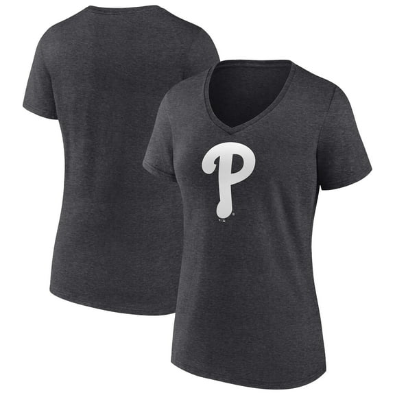 Women's Charcoal Philadelphia Phillies Monochrome V-Neck T-Shirt