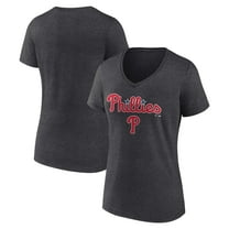 Women's Charcoal Philadelphia Phillies Team Lockup V-Neck T-Shirt