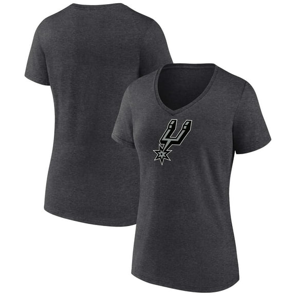 Women's Charcoal San Antonio Spurs Logo V-Neck T-Shirt