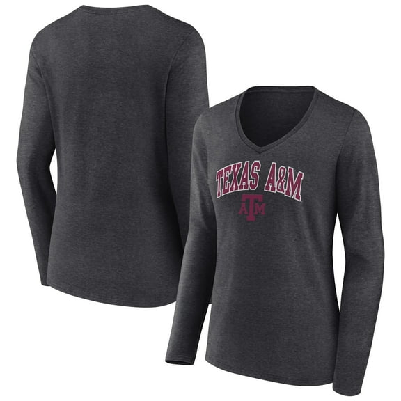 Women's Charcoal Texas A&M Aggies Campus Long Sleeve V-Neck T-Shirt