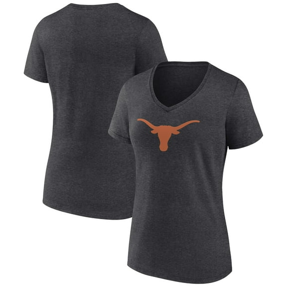 Women's Charcoal Texas Longhorns Team Logo V-Neck T-Shirt