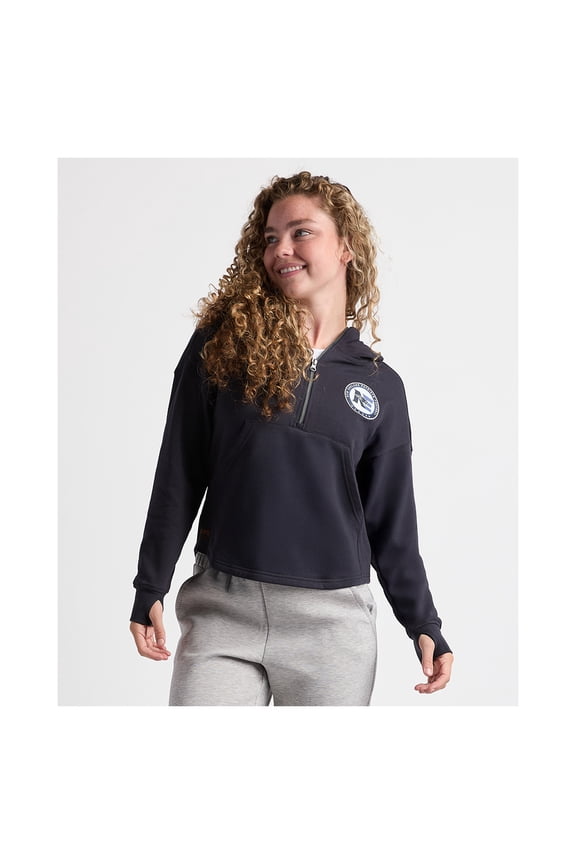 Women's Charles River x New England Patriots Navy Willow Fleece Quarter-Zip Hoodie