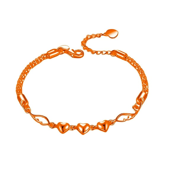 Women's Charm Love Heart Wings Bracelet Bangle Jewelry, Bracelets, Rose Gold