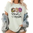 thumbnail image 1 of Women's Charming "God Is My Refuge & Strength" Religious - Inspired Graphic Tees Witty Print T - shirts With Floral And Biblical Text Design Comfy Short Sleeve Casual Daily Shirts, 1 of 5