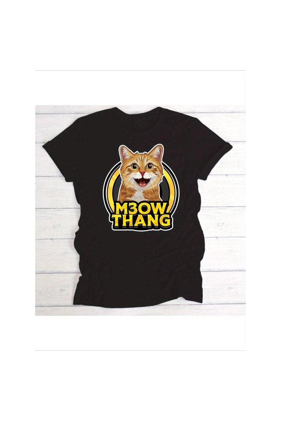 Funny "M3ow Thang" Cat - Themed Tops for Everyone with Bold Print T - shirts Stylish Graphic Tees Perfect For Casual Short Sleeve Shirts and Cat Enthusiast Occasions