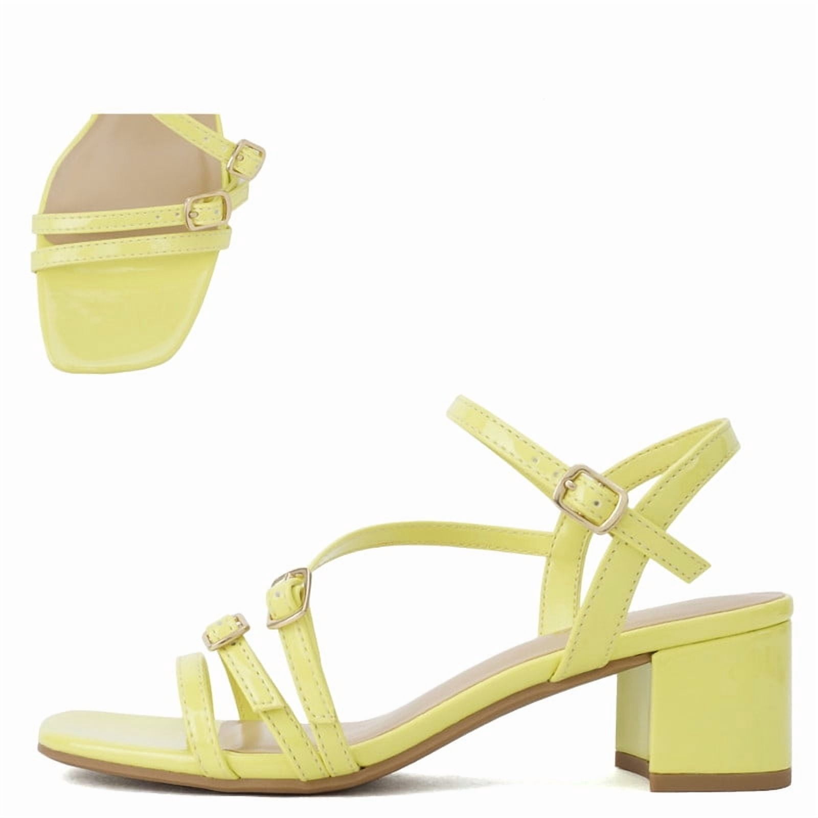 Women’s Charming Pastel Yellow Chunky Heeled Sandals