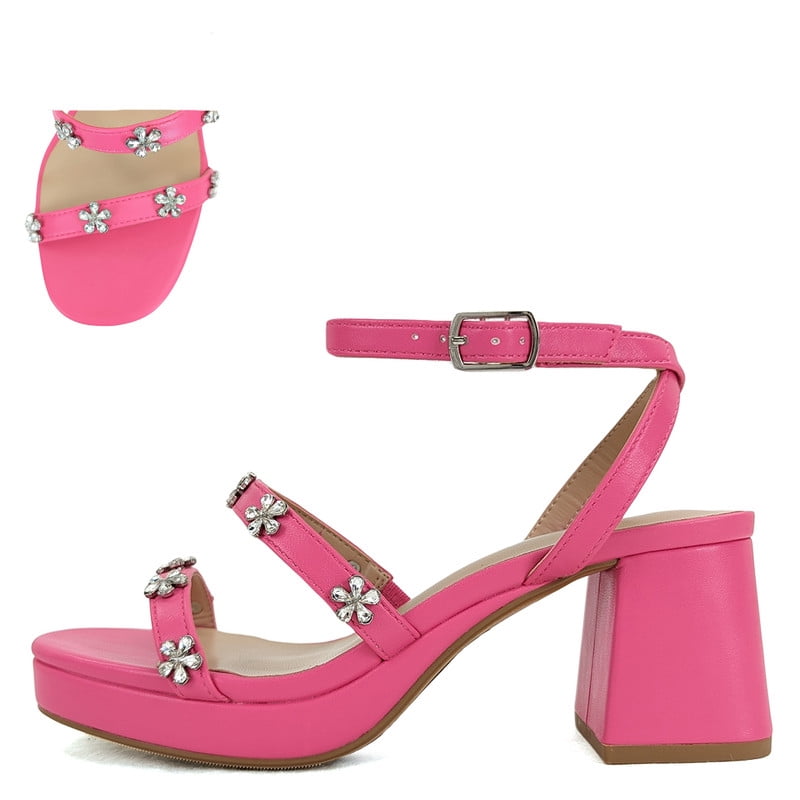 Women’s Charming Pink Chunky Heeled Sandals