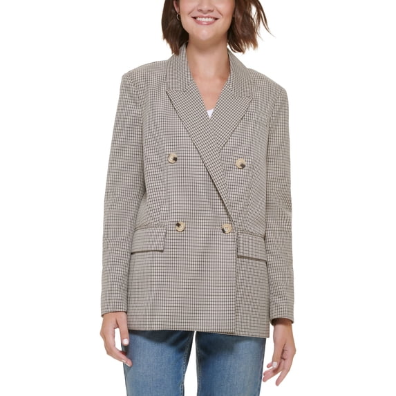 Women's Check Oversized Drop-Shoulder Blazer Cumulus Houndstooth M
