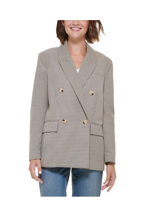 Women's Check Oversized Drop-Shoulder Blazer Cumulus Houndstooth XS
