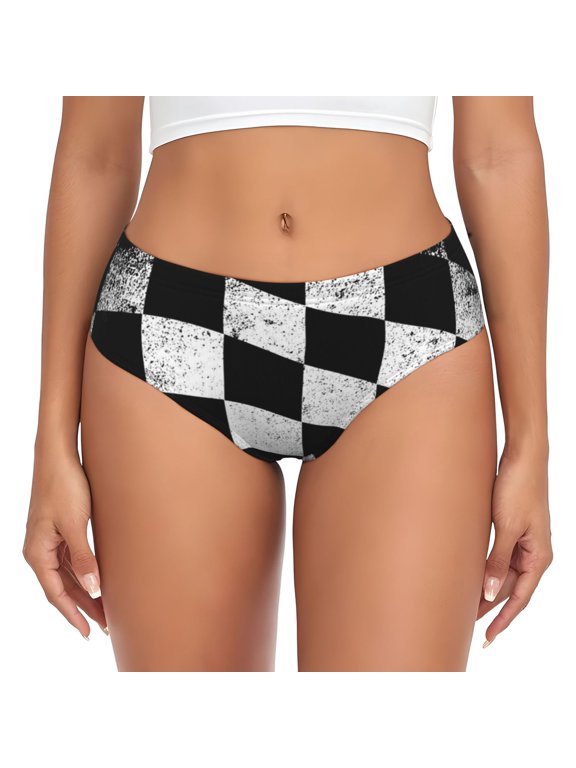 Women's Checkered Flag Seamless Hipster Panties Stretch printed Bikini Underwear 3X-Large