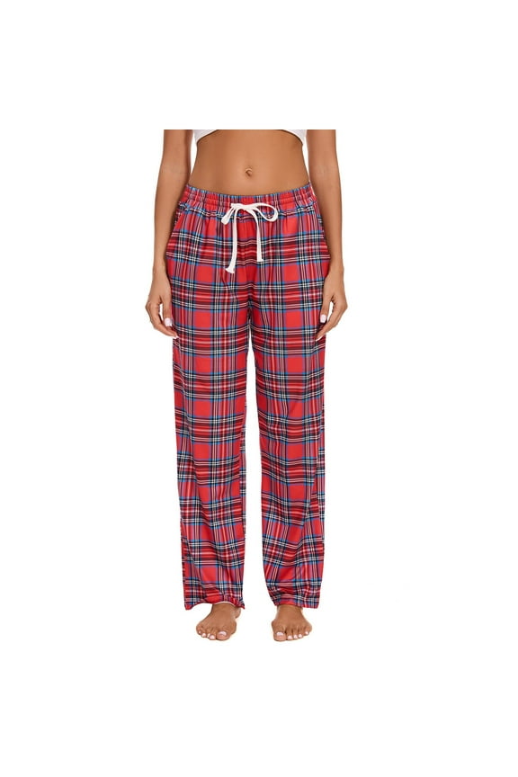 Women's Checkered Print Drawstring Side Pocket Casual Pants, Trousers Slacks Bottoms, Elastic Waistband Relaxed Fit Stretchy, Athletic Lounge Wear, Travel Commuting Essentials for Women
