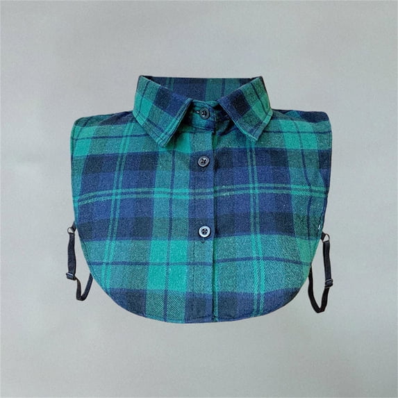 Women's Checkered Shirt False Collar, Detachable Button Down Collar Dickey, Layering Accessory for Sweaters, Dresses, Fashion Hack to Upgrade Outfits-Green