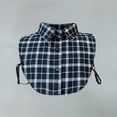 thumbnail image 1 of Women's Checkered Shirt False Collar, Detachable Button Down Collar Dickey, Layering Accessory for Sweaters, Dresses, Fashion Hack to Upgrade Outfits-Navy, 1 of 6
