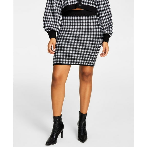 Women's Checkered Sweater Skirt Penny Gingham S