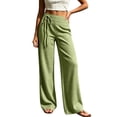 thumbnail image 1 of Women's Checkered Wide Leg Pants Plaid Elastic High Waisted Drawstring Trousers Casual Loose Fit Pants with Pockets Green XXL(XXL), 1 of 5