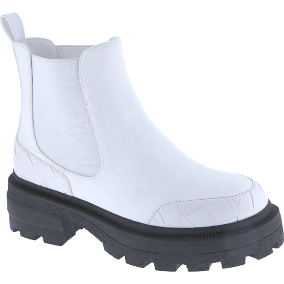 Women's Chelsea Ankle Boots Chunky Platform Low Heel Quilted Round Toe Slip-On Elastic Lug Sole Fashion Booties