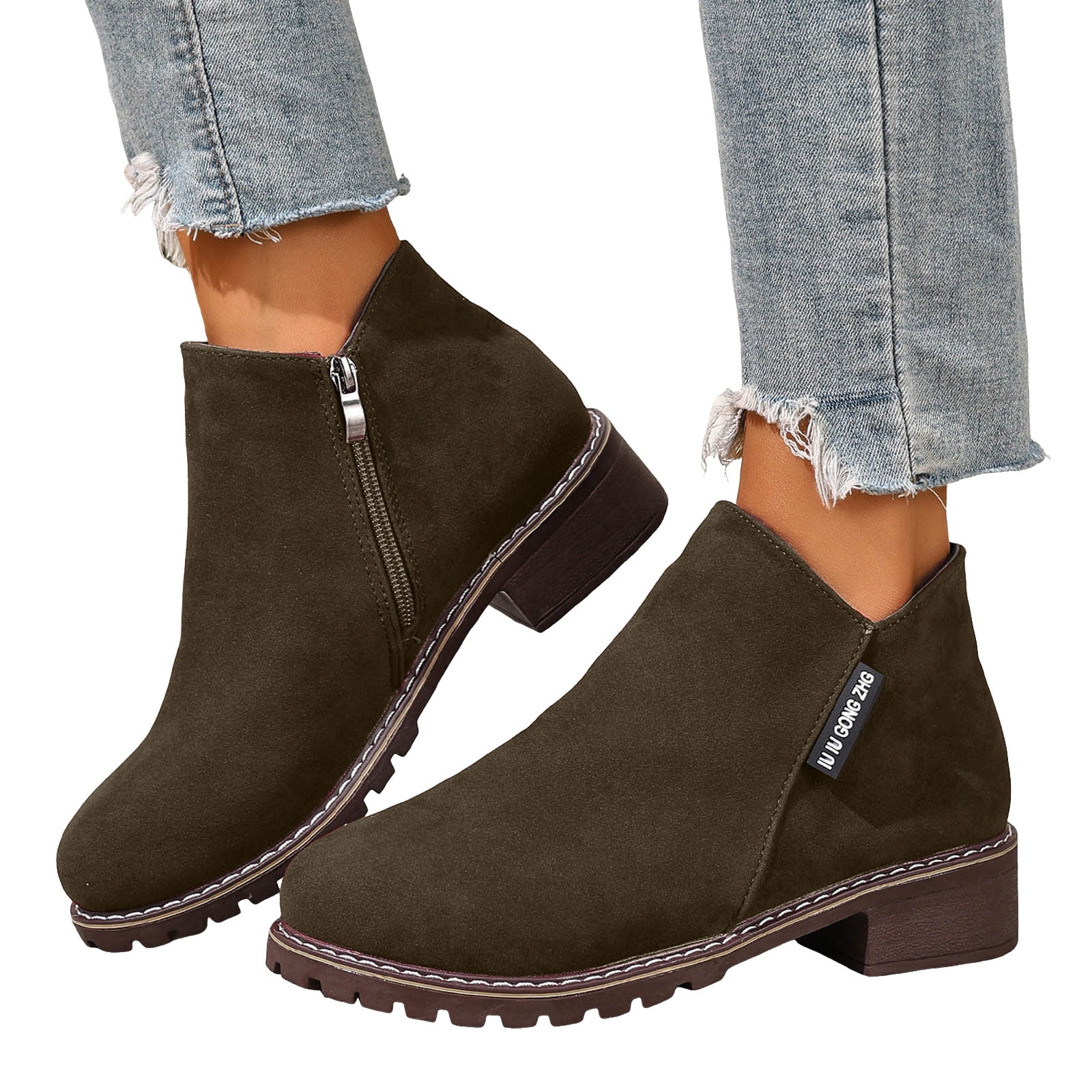 Women's Chelsea Ankle Boots Low Heel Fashion Short Booties Side