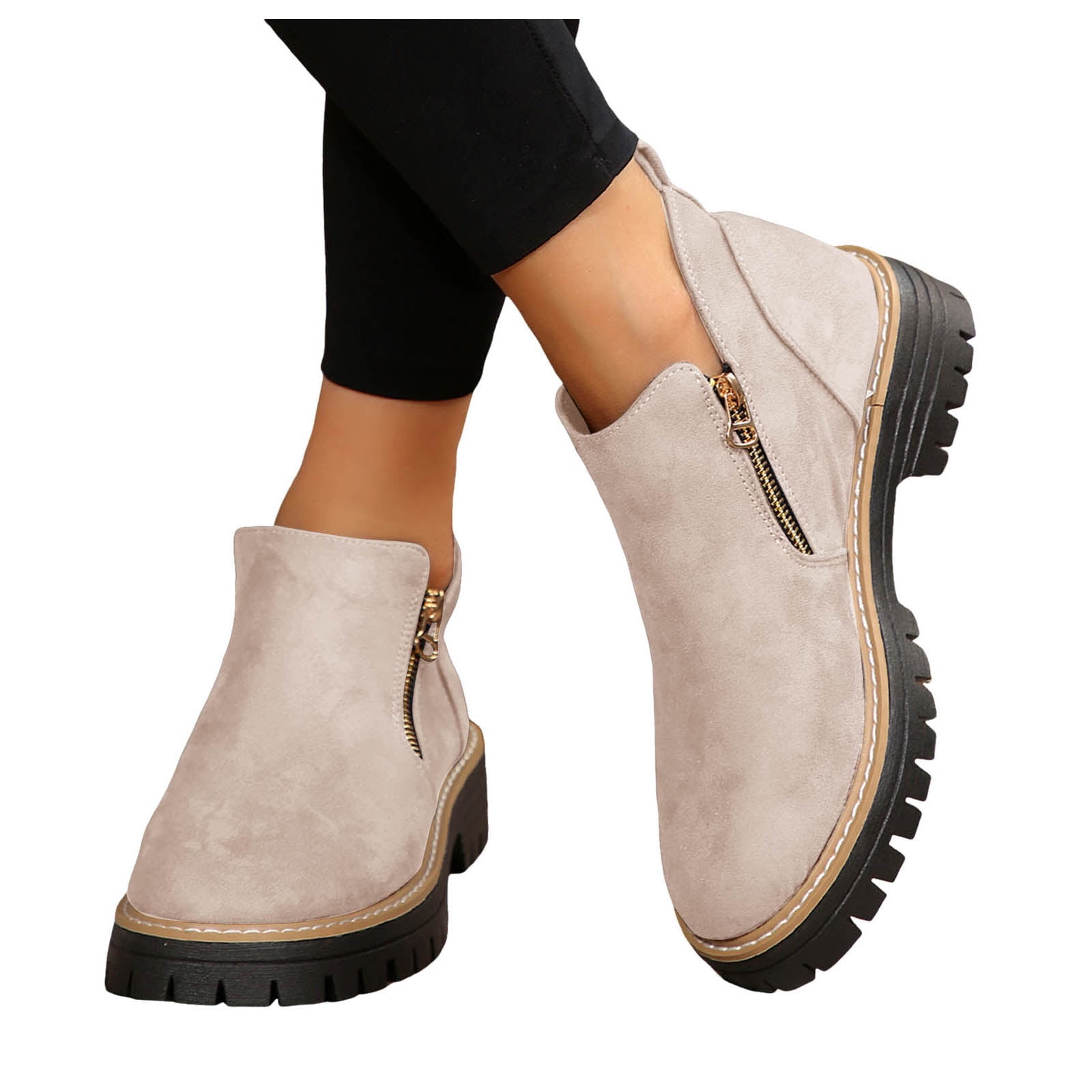 Women's Chelsea Ankle Boots Low Heel Fashion Short Booties Side