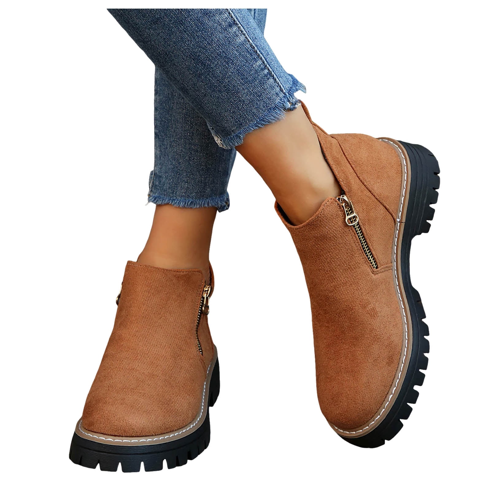 Women's Chelsea Ankle Boots Low Heel Fashion Short Booties Side