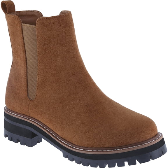 Women's Chelsea Ankle Boots Round Toe Low Heel Platform Bootie Slip On Chunky Lug Sole Short Booties Fall Winter Fashion Shoes