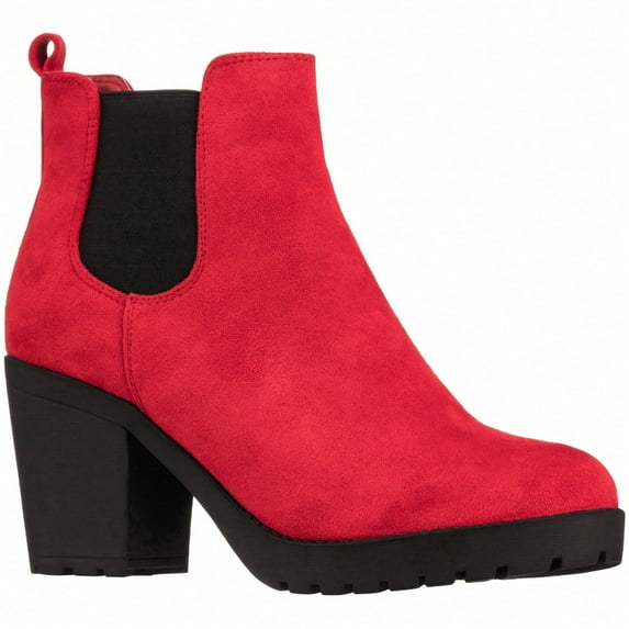 Women's Chelsea Boots Chunky Heel Ankle Boots Round Toe High Heel Ankle Booties