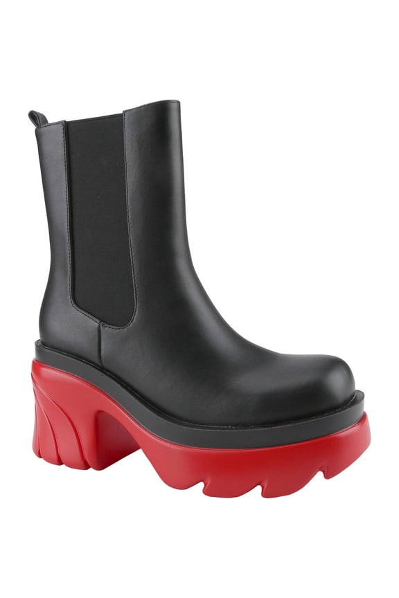 Women's Chelsea Boots Chunky Platform Heel Round Toe Ankle Boots Slip On Mid Calf Ankle Booties Fashion Streetwear Shoes