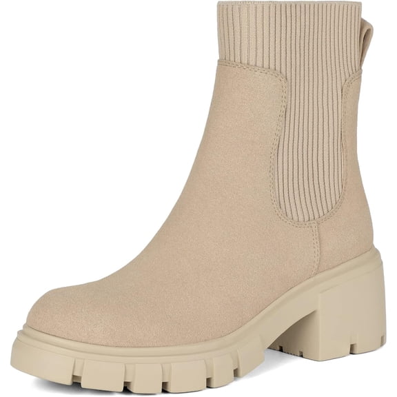 Women's Chelsea Boots: Fashionable Slip-On Platform Ankle Boots with Lug Sole and Chunky Design